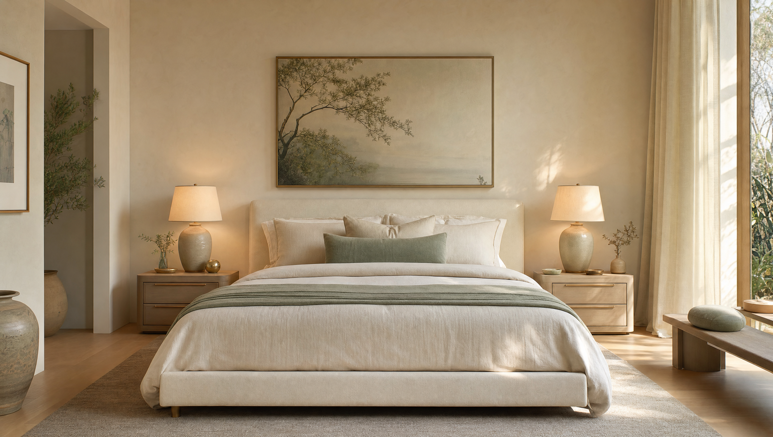 Tranquil bedroom in commanding position